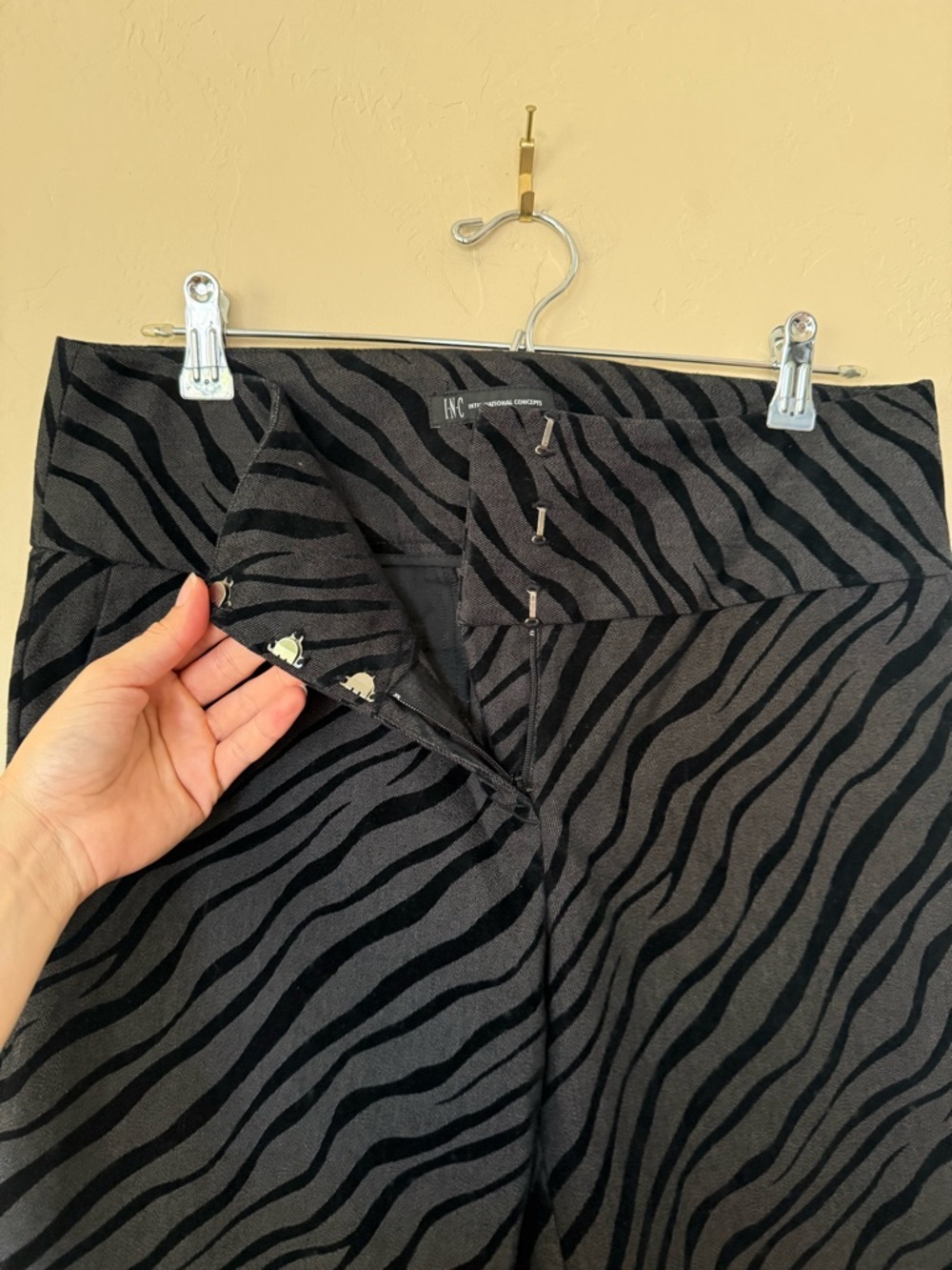 INC Zebra Print Pants High Rise Straight Leg Animal Print Y2K Chic - Picture 5 of 9